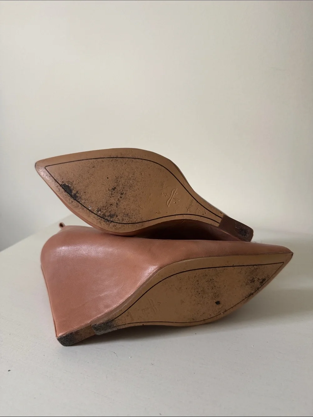 Pour La Victoire Tan Wedge Pointed-Toe Pumps